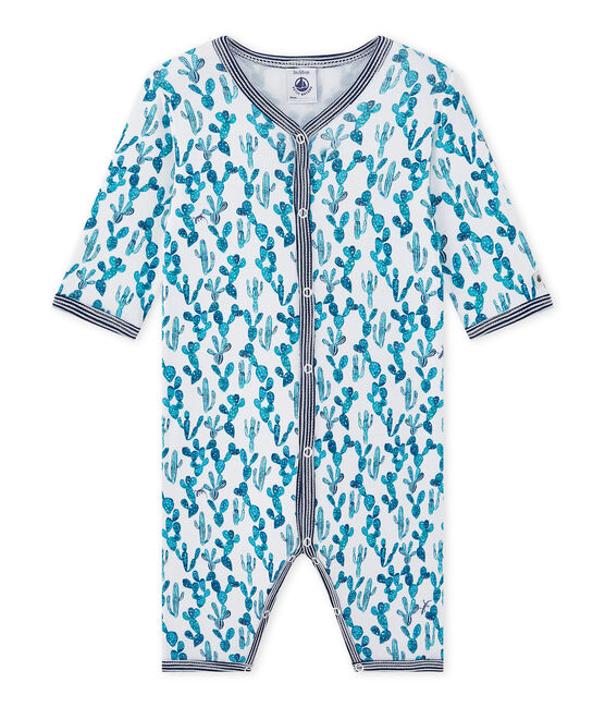 Pijama sin pies estampado de cactus para bebé niño blanco ECUME/blanco MULTICO