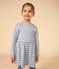 Vestido de manga larga de algodón grueso a rayas de niña AZUL/ MONTELIMAR