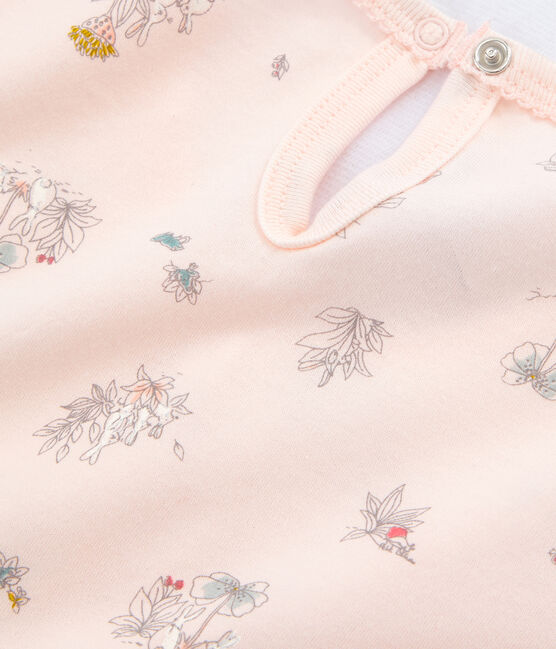 Camisón de algodón fino para niña rosa FLEUR/blanco MULTICO