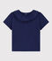 Blusa de punto flameado de manga corta para bebé azul CHALOUPE