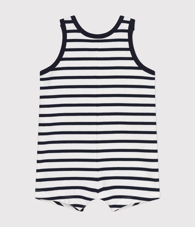 Mono corto de jersey para beb&eacute; blanco/azul