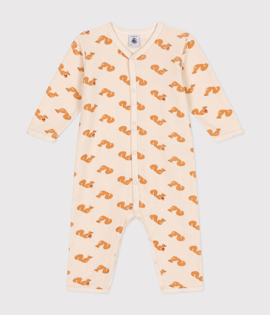 Pijama sin pies de tejido de rizo cepillado con estampado de ardilla para bebé blanco AVALANCHE/ MULTICO