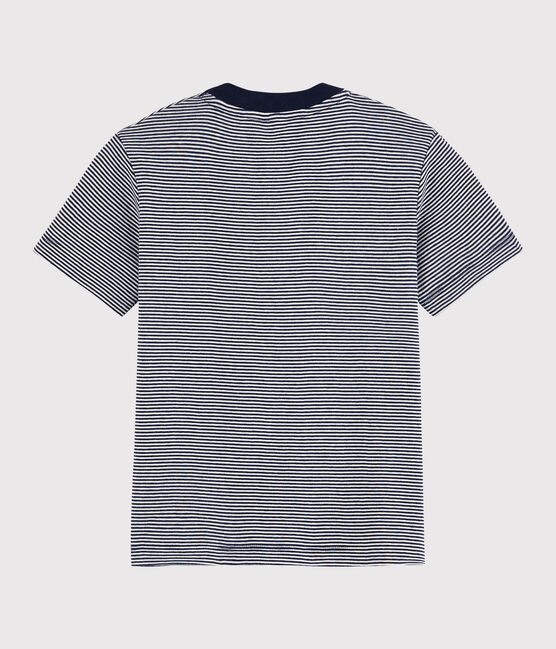 Camiseta de manga corta de algodón de niño azul SMOKING/blanco MARSHMALLOW