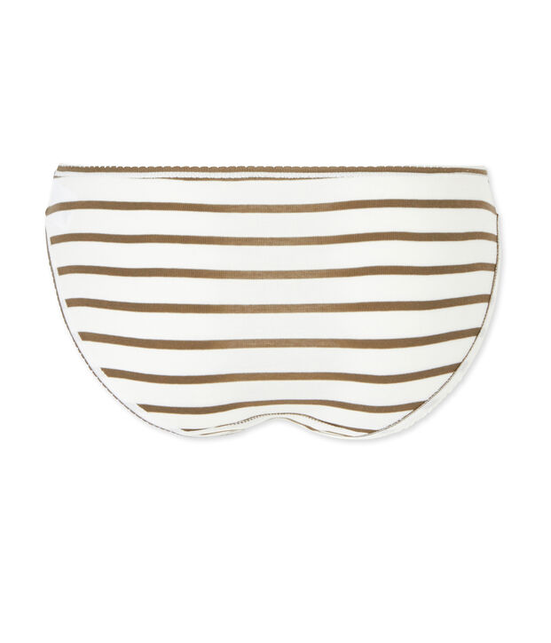 Braguita de algod&oacute;n de rayas para mujer blanco/marron