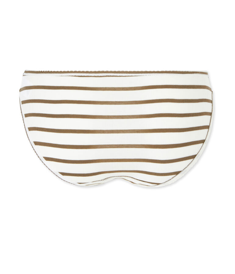 Braguita de algod&oacute;n de rayas para mujer blanco/marron