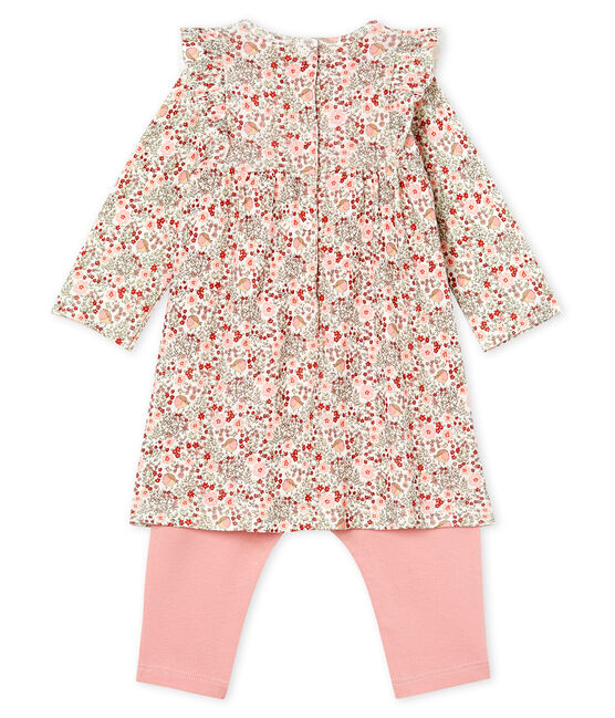 Vestido tipo leggings estampados para bebé niña blanco MARSHMALLOW/blanco MULTICO