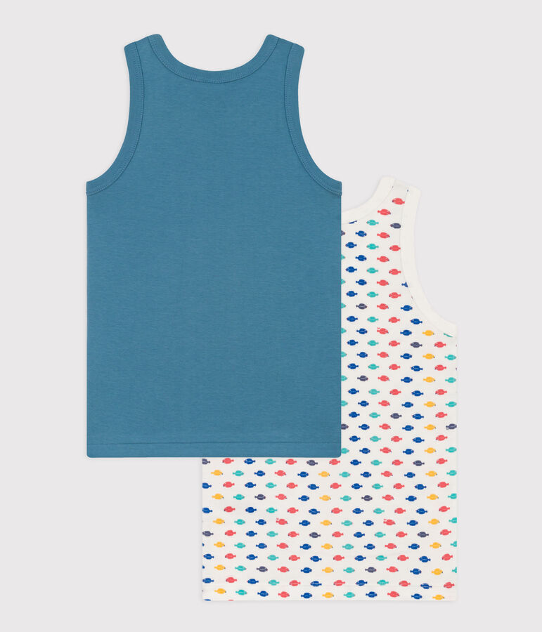 Juego de 2 camisetas de tirantes de algod&oacute;n con animales marinos para ni&ntilde;o multicolor