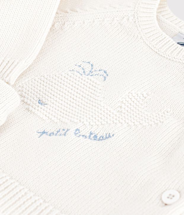 Conjunto de 2 piezas de punto tricotado de lana y algod&oacute;n con estampado de ballena para beb&eacute; blanco