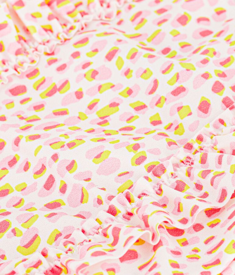 Ba&ntilde;ador con volantes y estampado para beb&eacute; blanco/multicolor