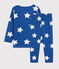 Pijama con estrellas unisex de felpa azul MAJOR/blanco ECUME