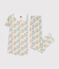 Pijama infantil de algodón con estampado de flores blanco MARSHMALLOW/blanco MULTICO