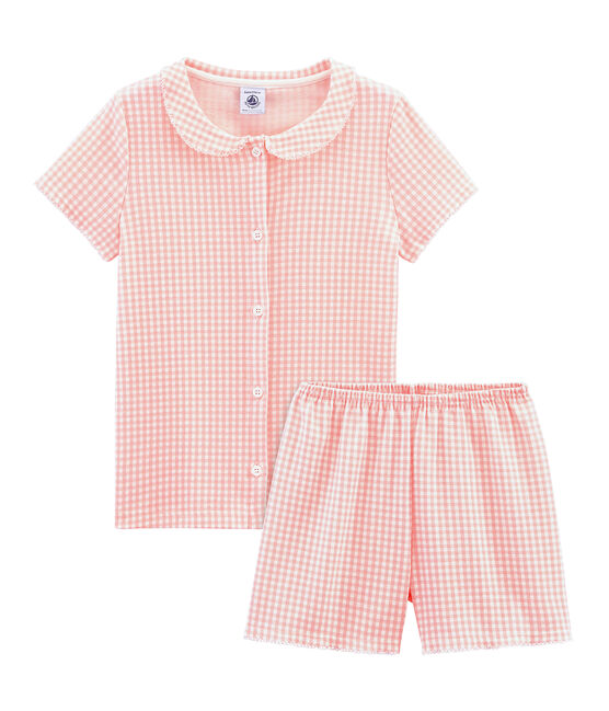 Pijama corto de punto para niña blanco MARSHMALLOW/rosa ROSAKO