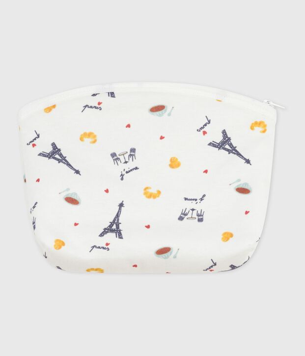 Bolsa de mano de algod&oacute;n con estampado de Par&iacute;s para beb&eacute; blanco/multicolor