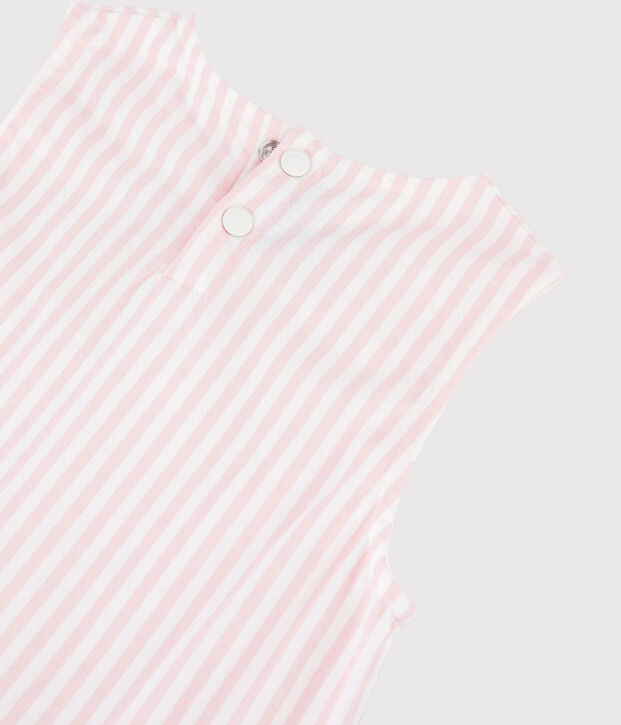Vestido sin mangas de punto de ni&ntilde;a rosa/blanco