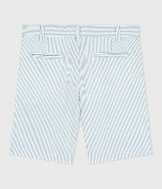 Bermudas cortas infantiles de algod&oacute;n a rayas azul/azul