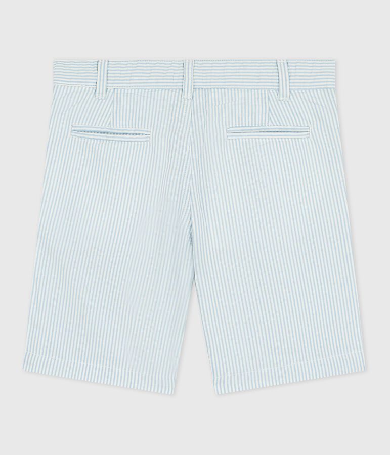Bermudas cortas infantiles de algod&oacute;n a rayas blanco/azul