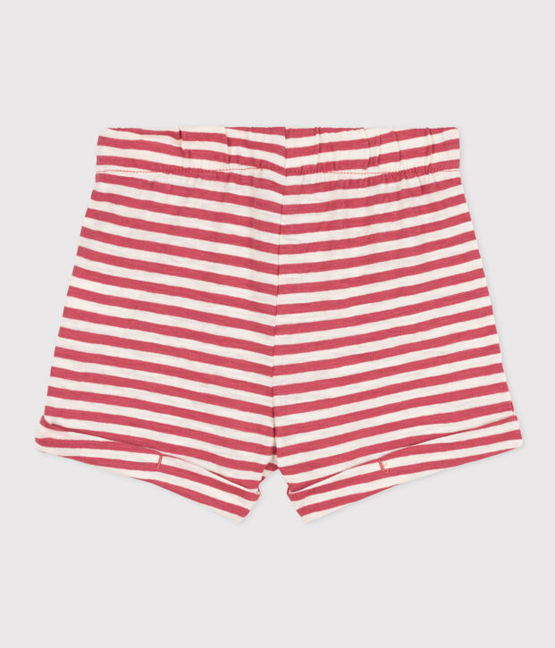 Shorts de punto flameado a rayas para beb&eacute; rosa/crudo