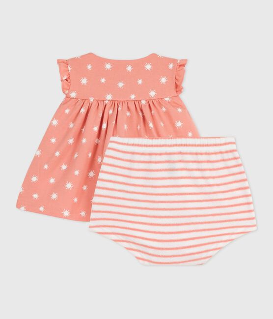 Conjunto de dos piezas de algodón con estampado de soles para recién nacido naranja ABRICOT/ MARSHMALLOW