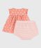Conjunto de dos piezas de algodón con estampado de soles para recién nacido naranja ABRICOT/ MARSHMALLOW