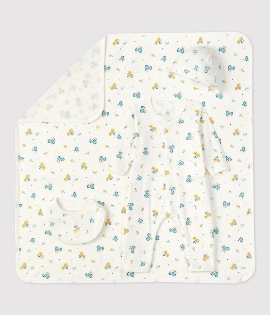 Estuche de regalo de nacimiento con flores de bebé de algodón orgánico variante 1