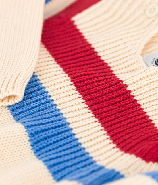 Jersey de punto tricotado de algodón a rayas para bebé blanco AVALANCHE/ MULTICO