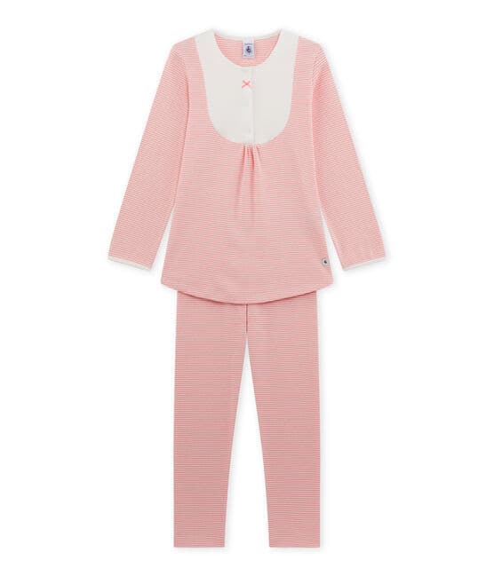 Pijama milrayas para niña rosa GRETEL/blanco LAIT
