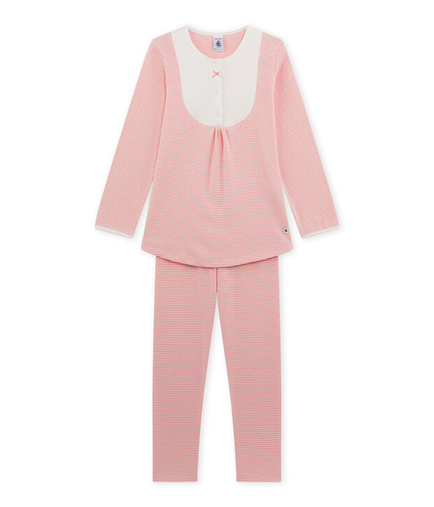Pijama milrayas para ni&ntilde;a rosa/blanco