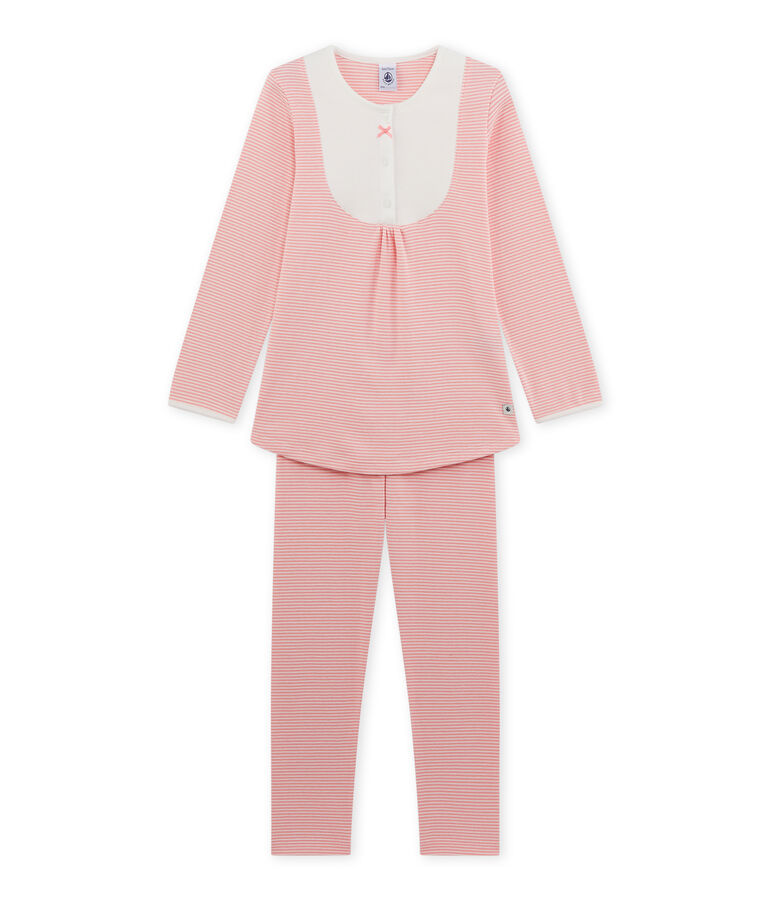 Pijama milrayas para ni&ntilde;a rosa GRETEL/blanco LAIT