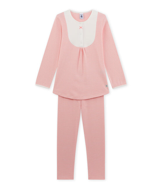 Pijama milrayas para niña rosa GRETEL/blanco LAIT