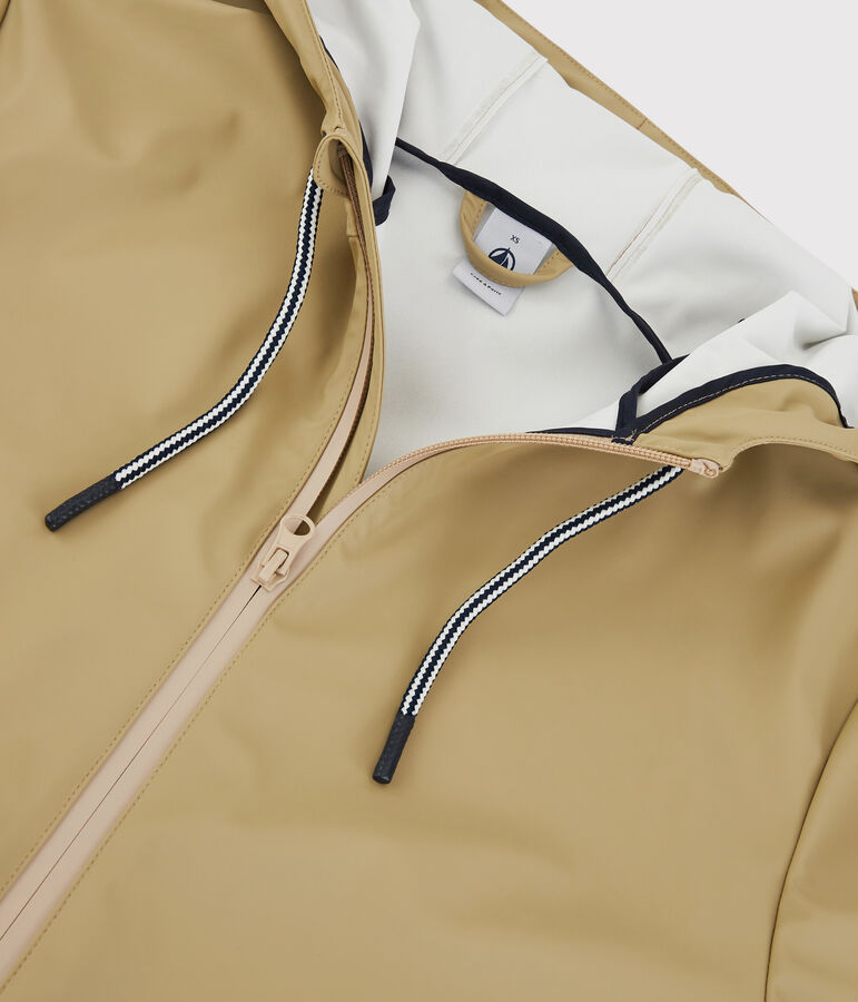 Chubasquero largo y ligero de material reciclado unisex beige