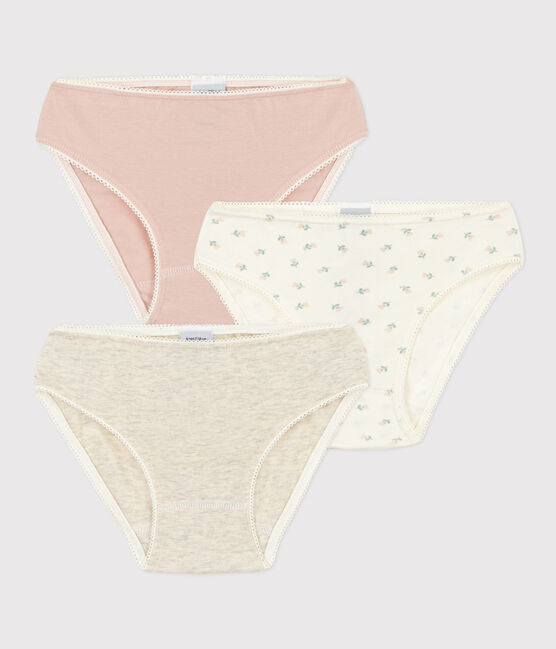 Juego de 3 braguitas de algodón y elastano con flores para niña variante 1