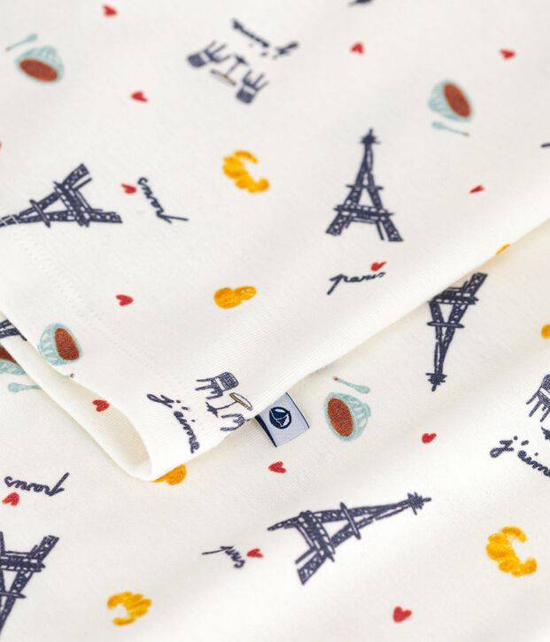 Pijama infantil de algod&oacute;n con estampado de Par&iacute;s blanco/multicolor