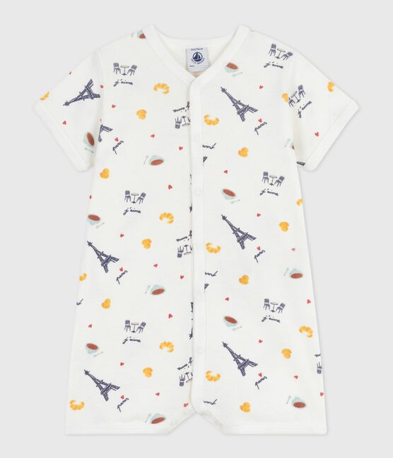 Mono corto de algodón con cuello y estampado de París para bebé blanco MARSHMALLOW/blanco MULTICO