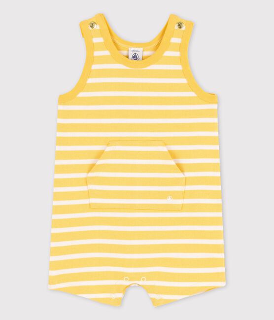 Mono corto de jersey grueso de bebé amarillo ORGE/blanco MARSHMALLOW
