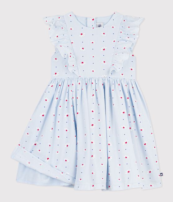 Vestido infantil de algodón sin mangas azul FRAICHEUR/blanco MULTICO