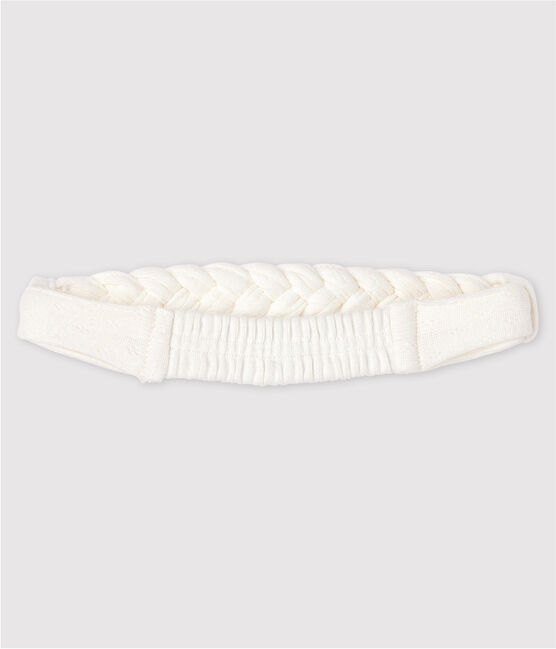 Diadema para el pelo trenzada de canalé de bebé niña blanco MARSHMALLOW