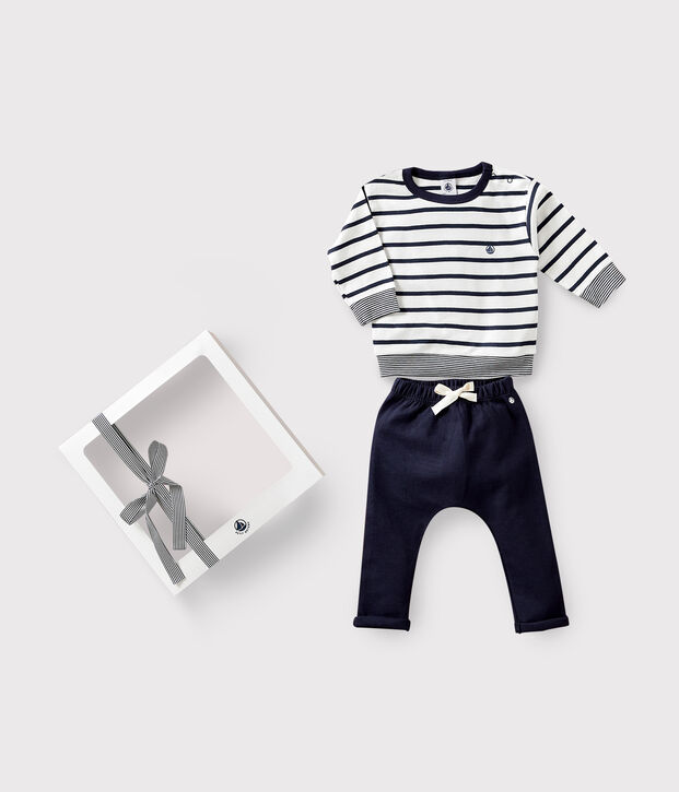 Estuche regalo para beb&eacute; con camiseta y pantal&oacute;n multicolor