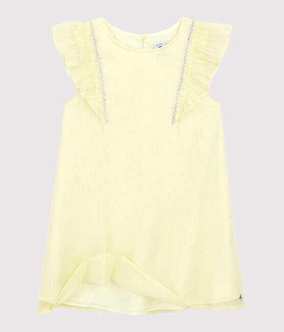 Vestido de celebración de crepé de niña amarillo CITRONEL