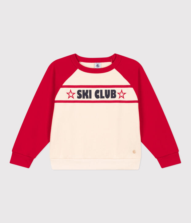 Sudadera de mulet&oacute;n para ni&ntilde;o crudo/rojo