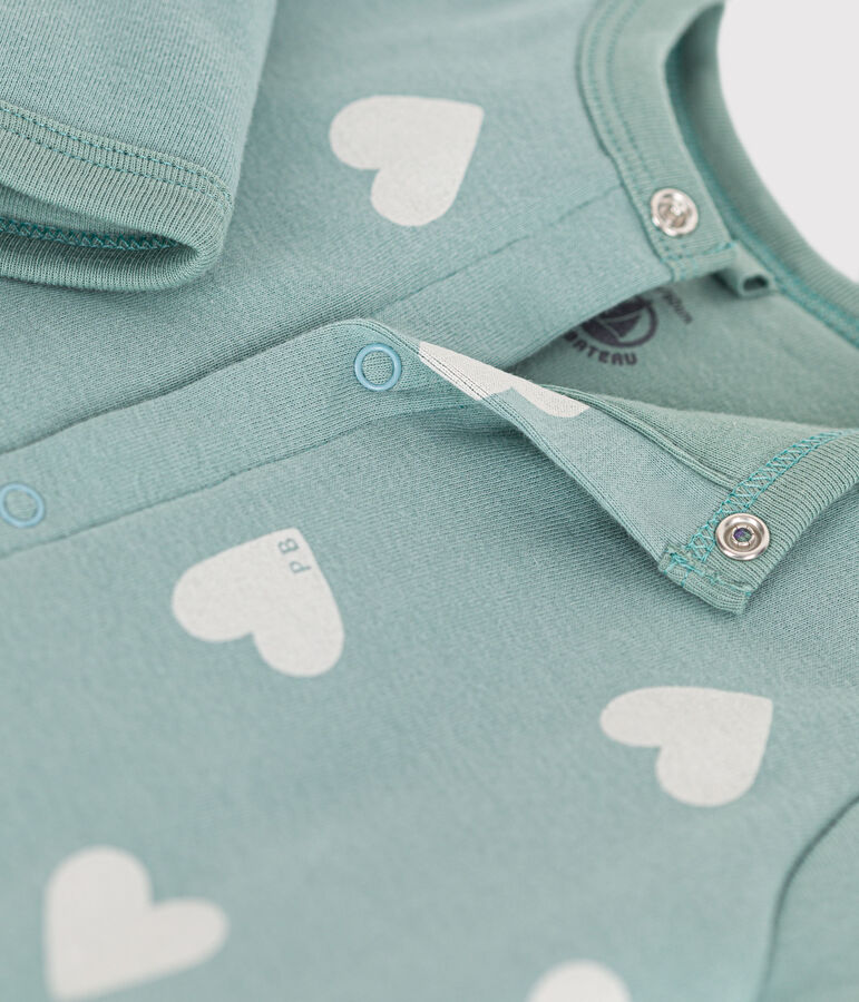 Mono largo de algod&oacute;n enguatado para beb&eacute; verde/crudo