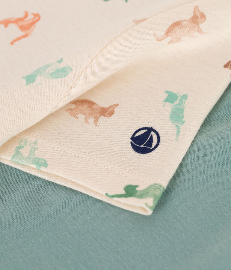 Pijama corto infantil de algod&oacute;n verde/multicolor