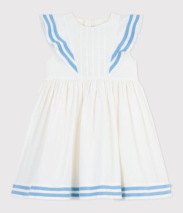 Vestido infantil de algod&oacute;n sin mangas blanco