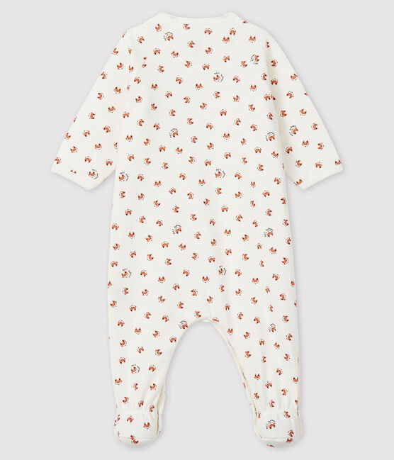 Pijama de muletón con estampado de zorro para bebé blanco MARSHMALLOW/blanco MULTICO