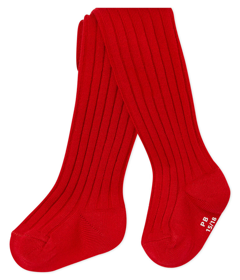 Leotardos en punto 5x3 para beb&eacute; ni&ntilde;a lisos rojo