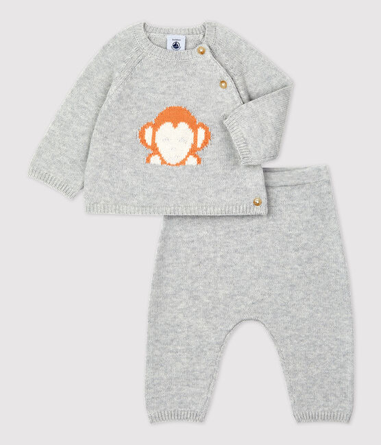 Conjunto de 2 piezas de Jacquard de punto ecológico para bebé gris BELUGA CHINE