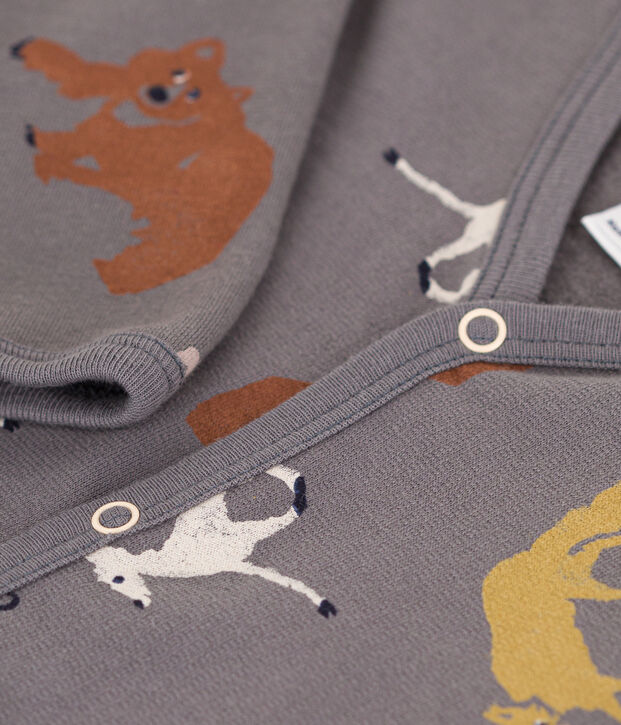 Pijama de felpa con animales para beb&eacute; gris/multicolor