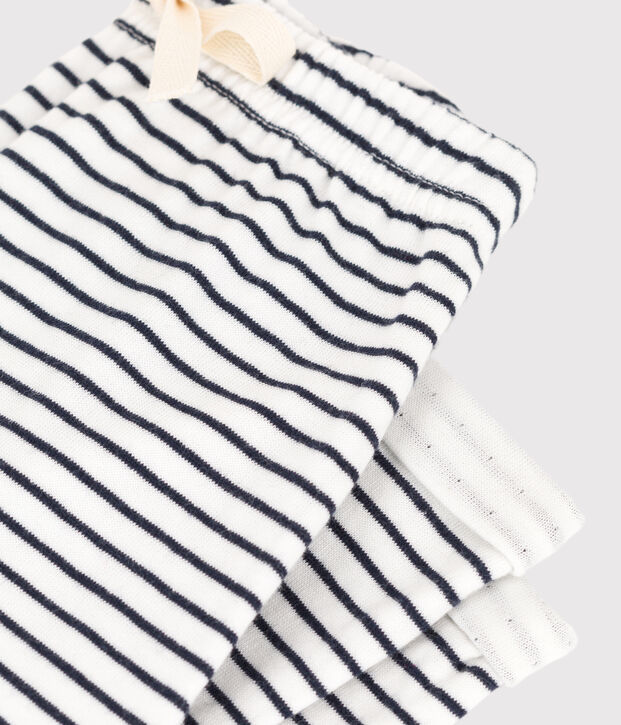 Pantal&oacute;n de rayas marineras de beb&eacute; de t&uacute;bico de algod&oacute;n blanco/azul
