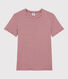 Camiseta de cuello redondo emblemática de algodón a rayas de mujer