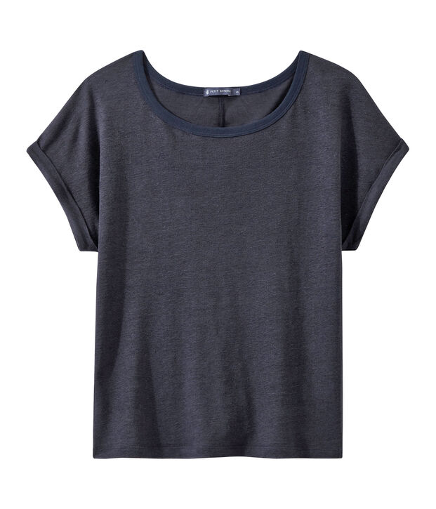 Camiseta de lino brillante para mujer azul