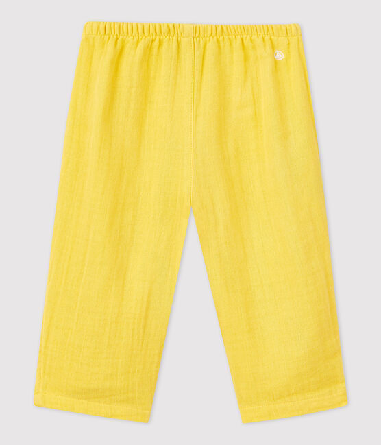 Pantalón de gasa de algodón ecológico para bebé amarillo ORGE